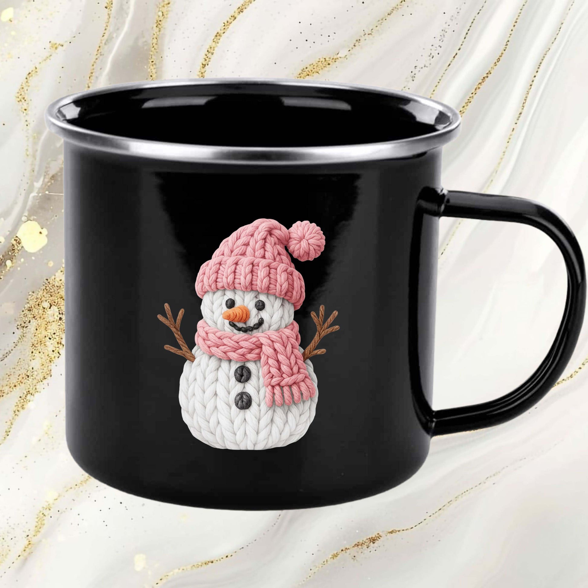 Pink Crochet Snowgirl DTF Transfer Ready to Press, Snowman Christmas Faux Yarn Heat Transfer For Shirt, X-mas UV Sticker
