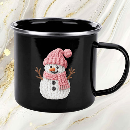 Pink Crochet Snowgirl DTF Transfer Ready to Press, Snowman Christmas Faux Yarn Heat Transfer For Shirt, X-mas UV Sticker