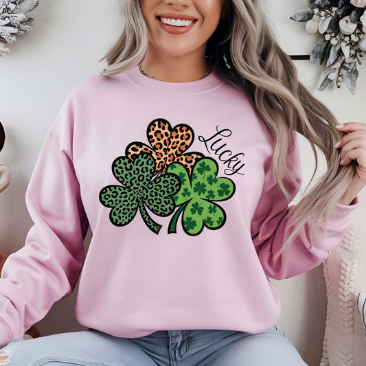 Leopard Shamrocks St Patrick DTF Transfer Ready to Press