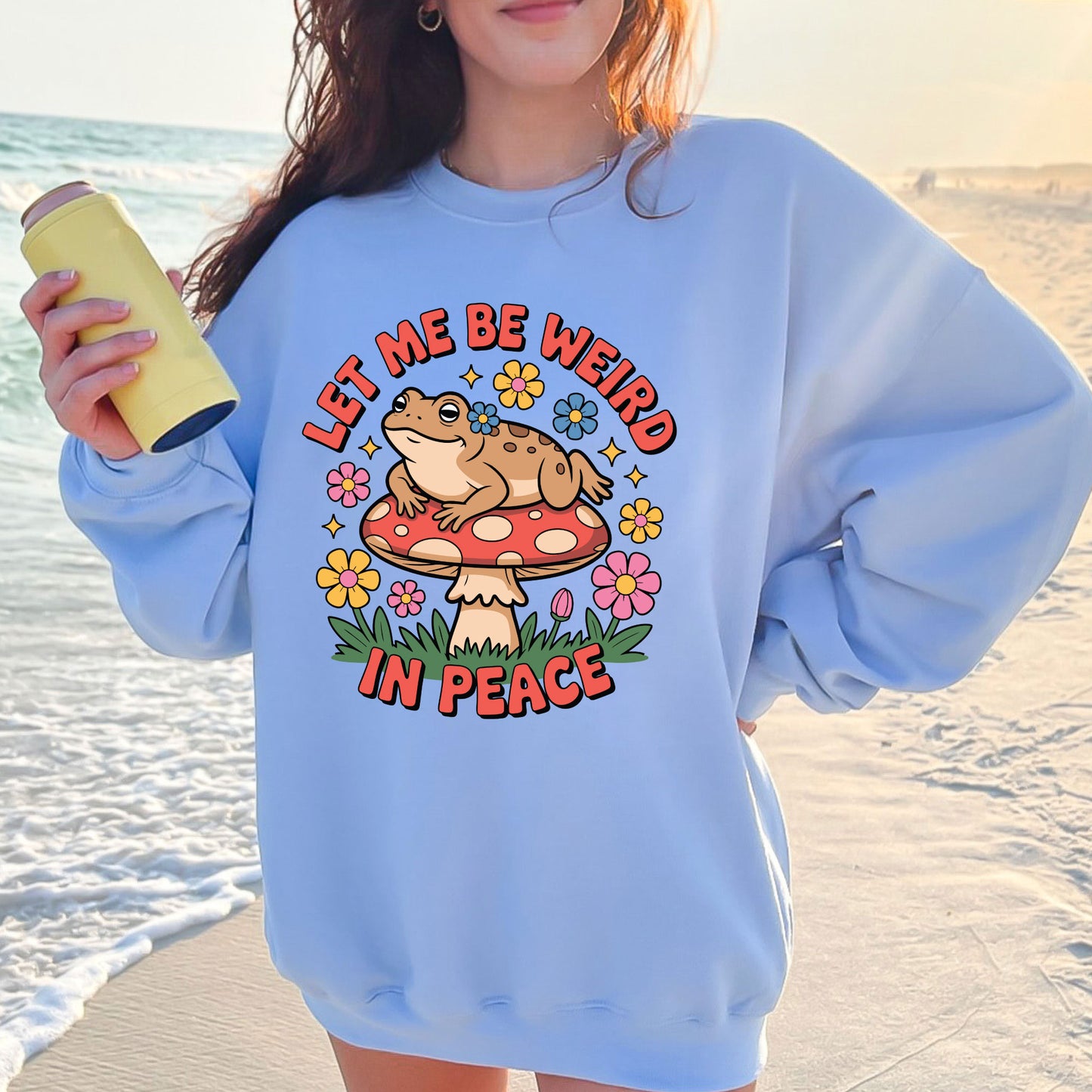 Funny Frog DTF Transfer Ready to Press, Let Me Be Weird in Peace Sarcastic Heat Transfer For Shirt, Frog Cartoon UV Sticker Prints