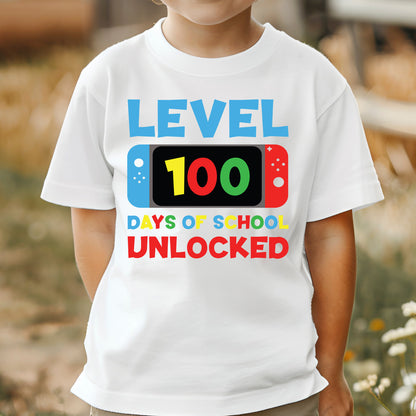 Level 100 Days of School Design DTF Transfer, Ready to Press Heat Transfer for Shirts, Fun 100 Days of School Design, UV Sticker