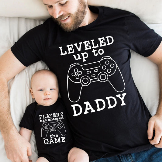Leveled Up to Daddy and Player 2 Has Entered Gamer Shirts