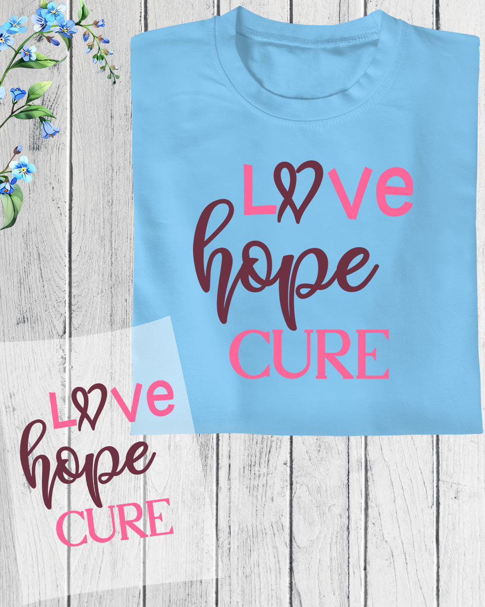 Love Hope Cure Breast Cancer Awareness DTF Transfer Film