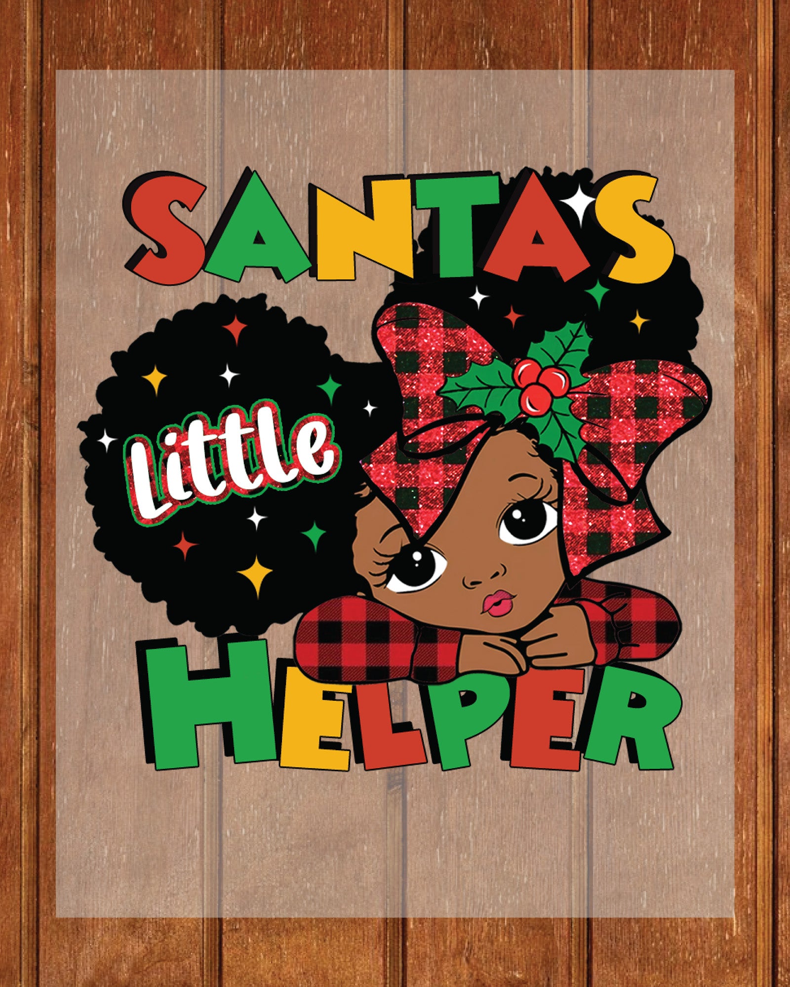 Santa's Little Helper Christmas Girl DTF Transfer Film