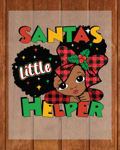 Santa's Little Helper Christmas Girl DTF Transfer Film