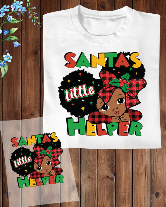 Santa's Little Helper Christmas Girl DTF Transfer Film