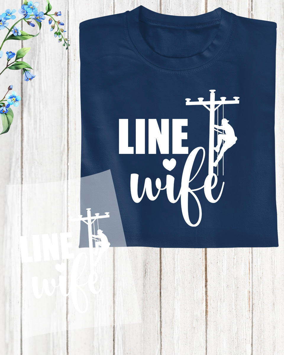 Line Wife Blue Collar Trendy DTF Transfer Film