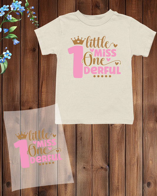 Onederful birthday Baby Girl DTF Transfer Film