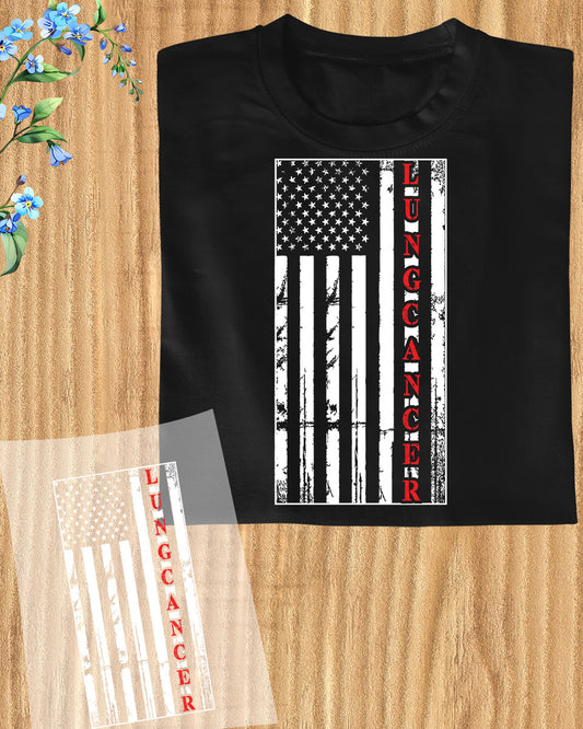 Lung Cancer Awareness American Flag DTF Transfer Film