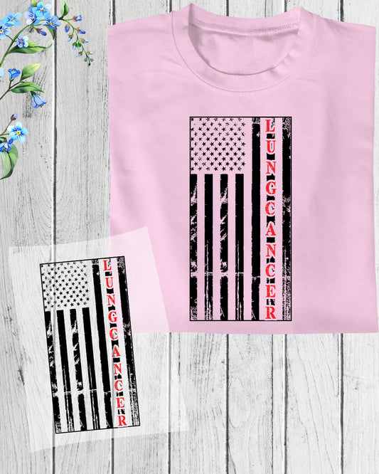 American Flag Lung Cancer Awareness DTF Transfer Film