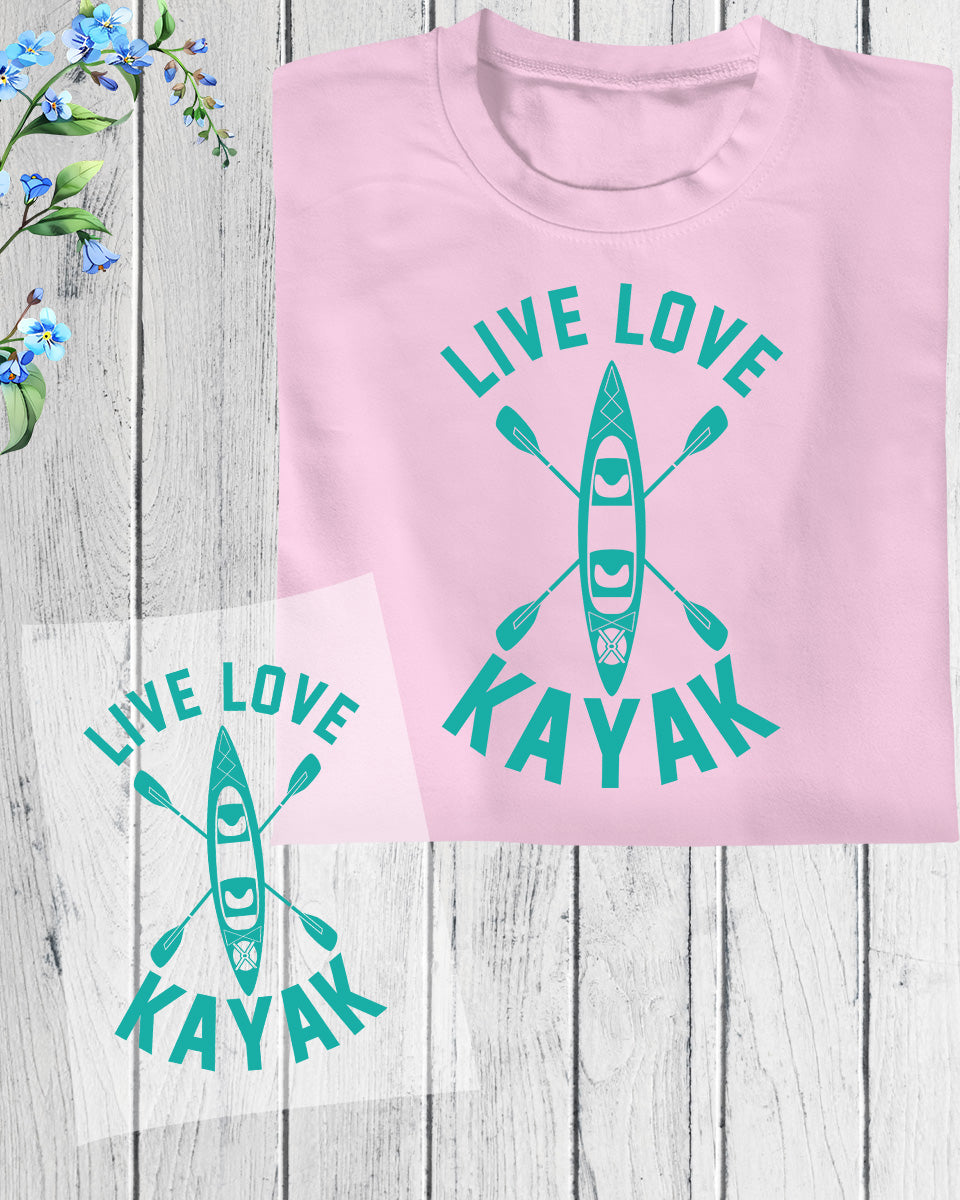 Live Love Kayak Kayaking DTF Transfer Film