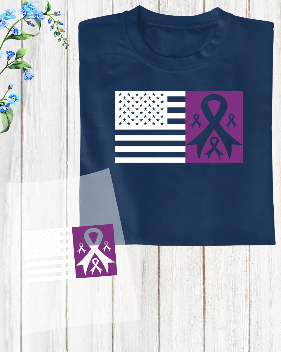 Alzheimer's Awareness American Flag DTF Transfer Film