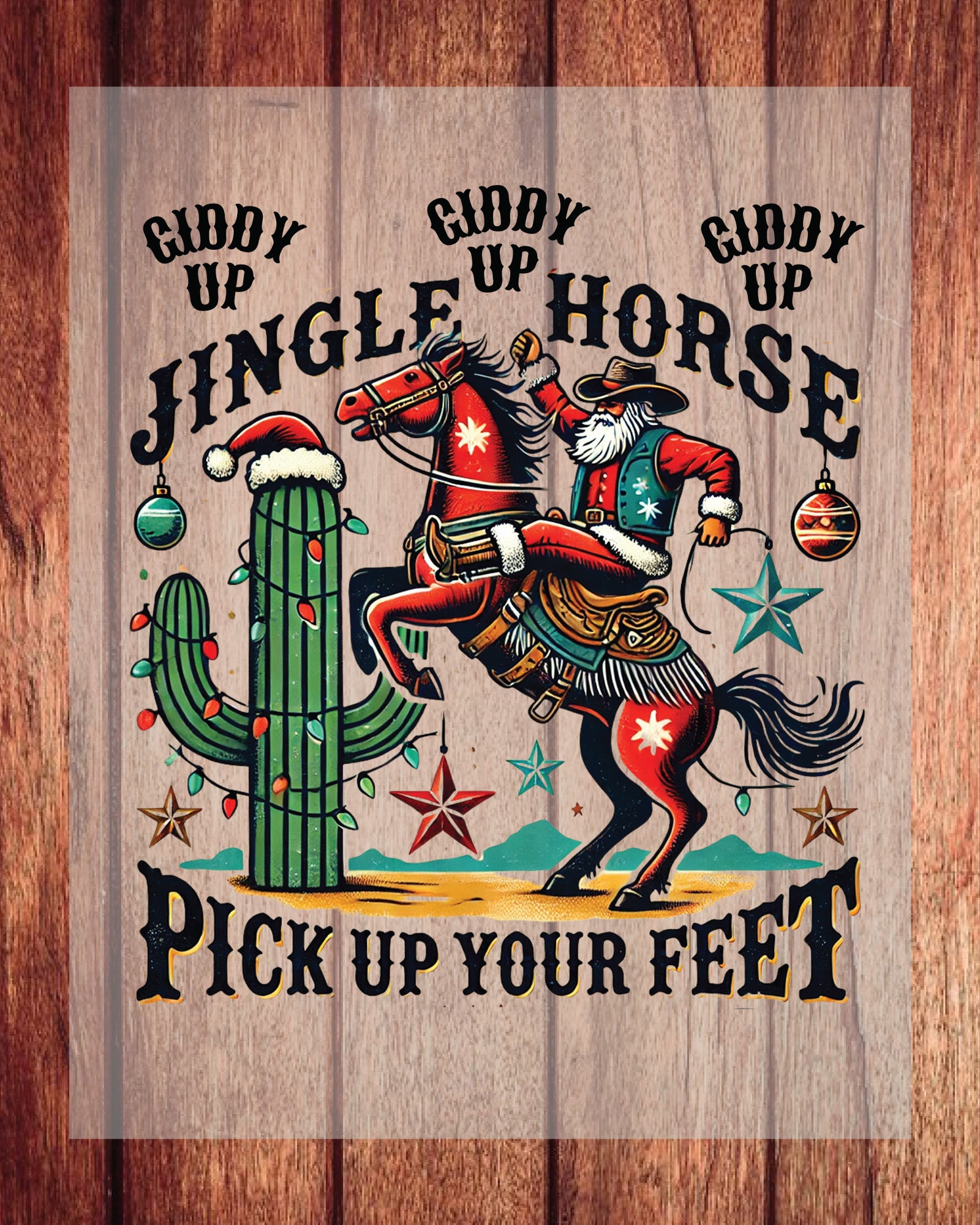 Giddy Up Jingle Horse Western Christmas DTF Transfer Film