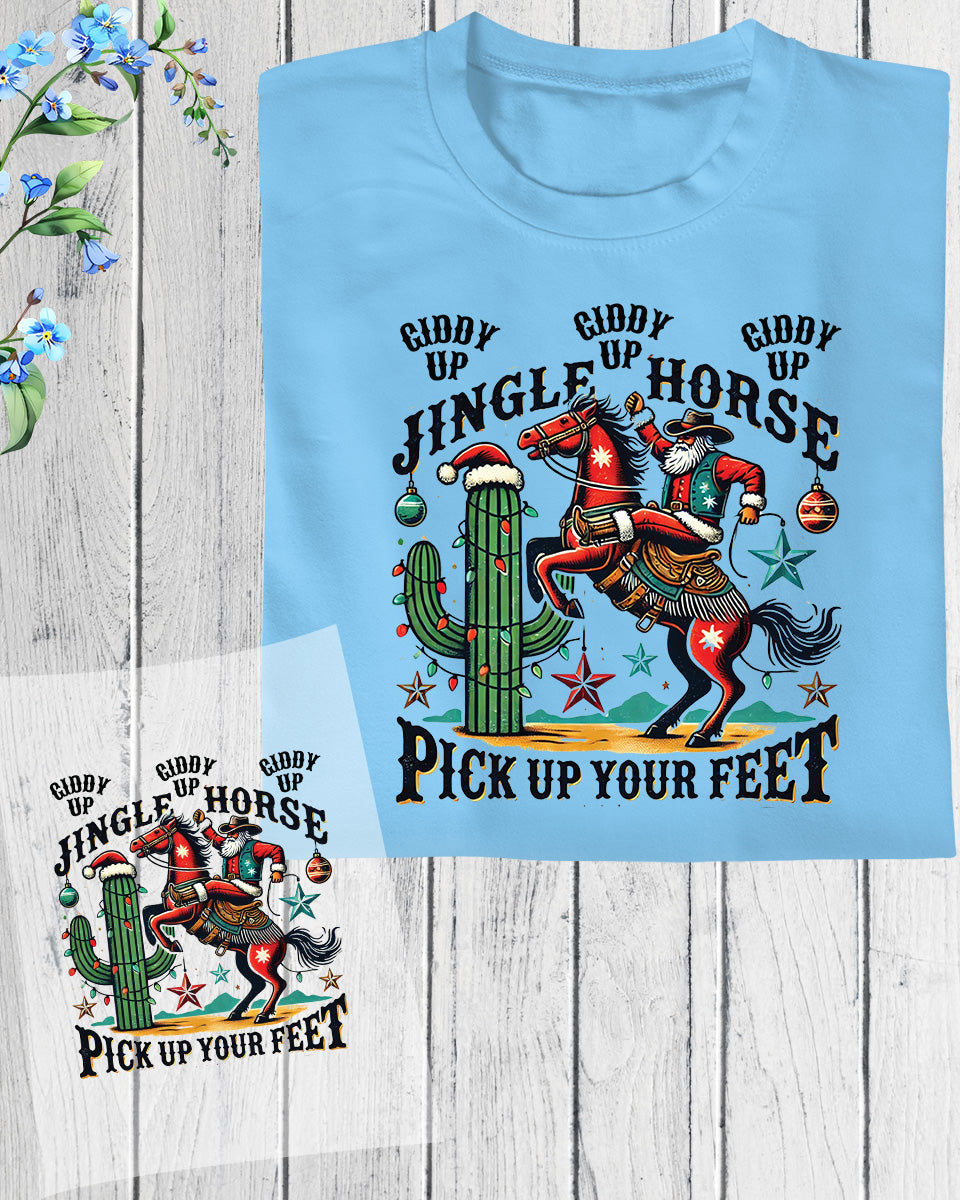 Giddy Up Jingle Horse Western Christmas DTF Transfer Film