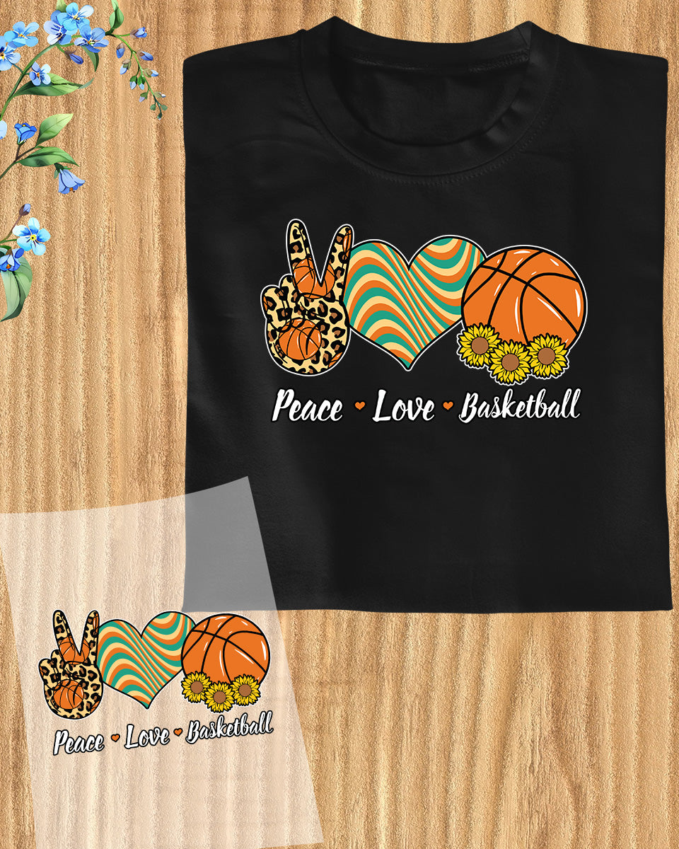 Peace Love Basketball Gift DTF Transfer Film