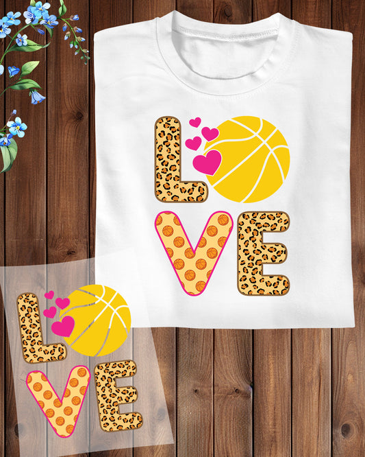 Cute Love Leopard Print Basketball DTF Transfer Film