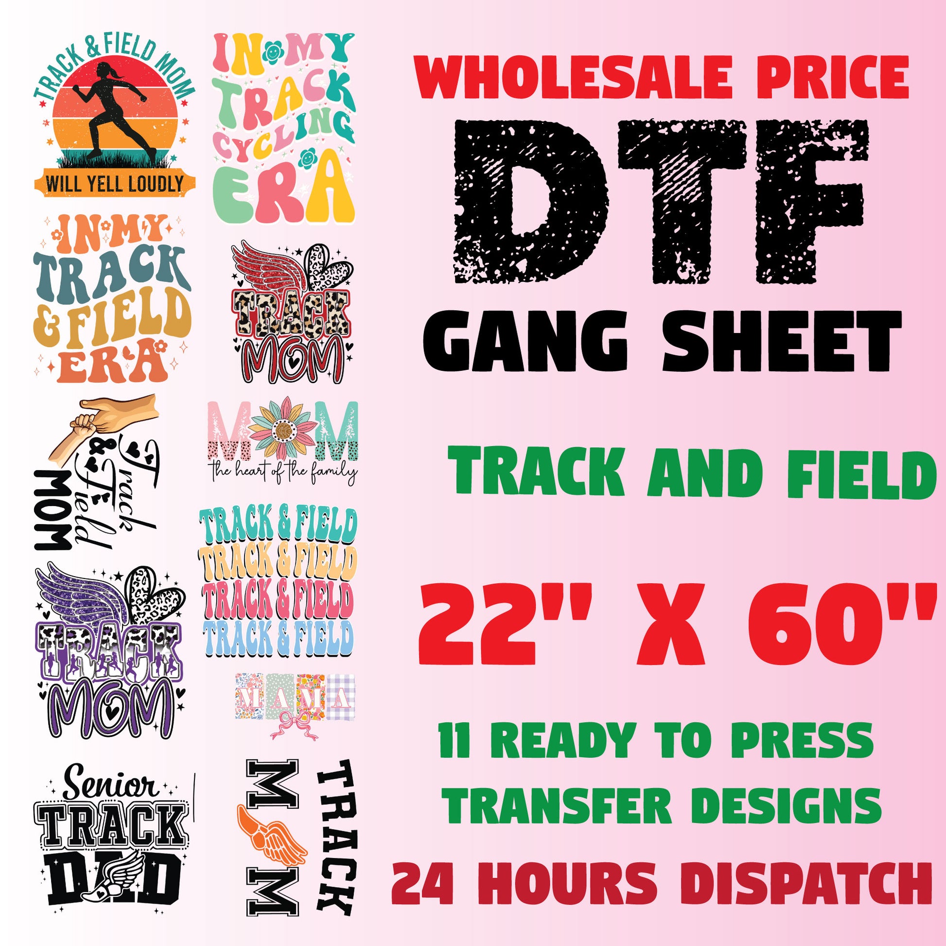 Loud and Proud Track Mom DTF Transfer Premade Gangsheet