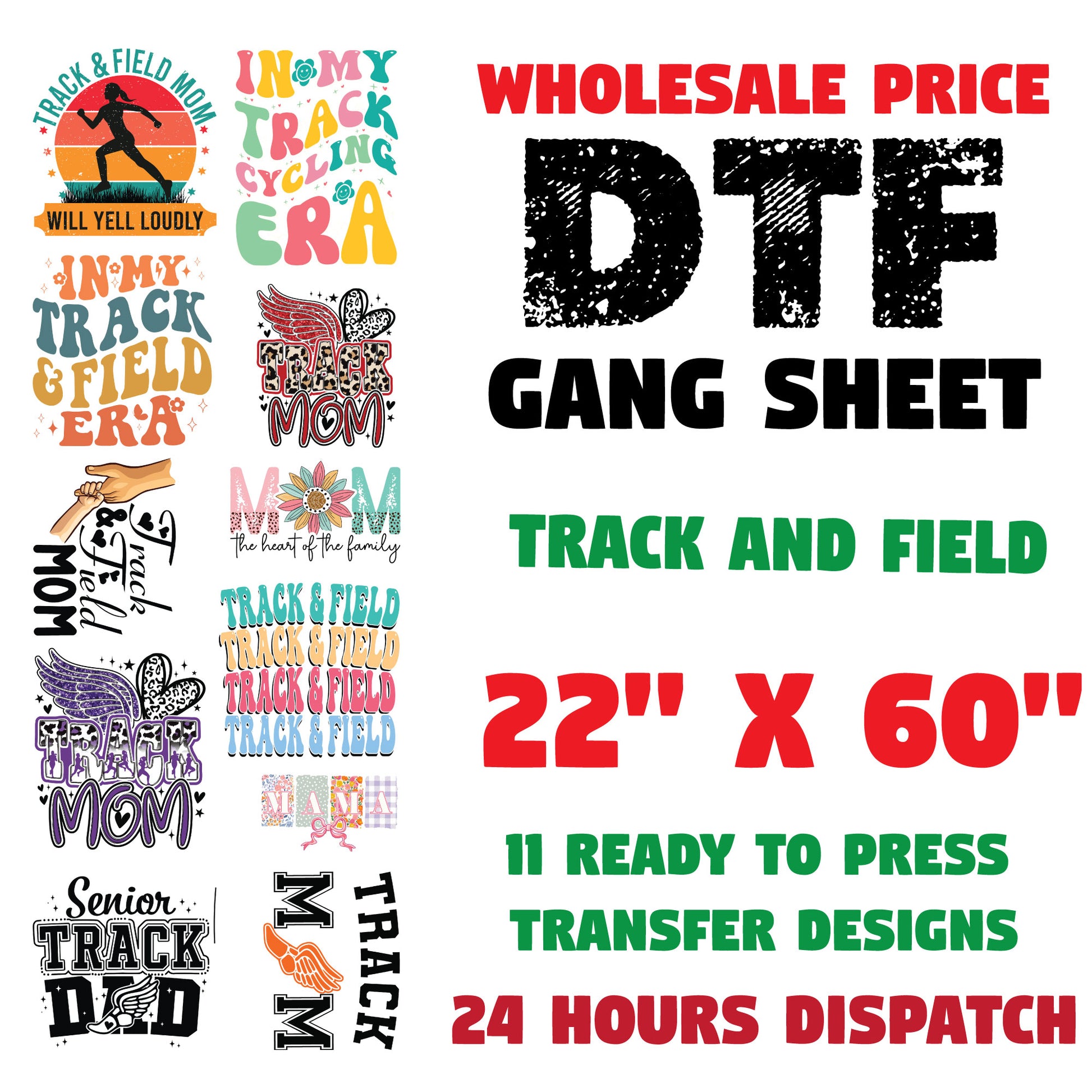 Loud and Proud Track Mom DTF Transfer Premade Gangsheet
