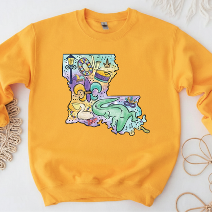 Louisiana Mardi Gras 2026 Sweatshirt New Orleans Crawfish Carnival Shirt for Family NOLA Festival Tees for Women Men and Kids Gifts