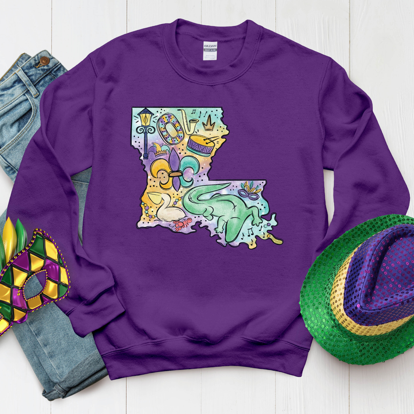 Louisiana Mardi Gras 2026 Sweatshirt New Orleans Crawfish Carnival Shirt for Family NOLA Festival Tees for Women Men and Kids Gifts