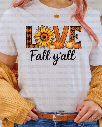 Love Fall Yall DTF Transfer Ready to Press