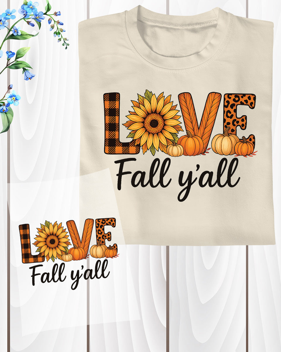 Love Fall Yall DTF Transfer Ready to Press