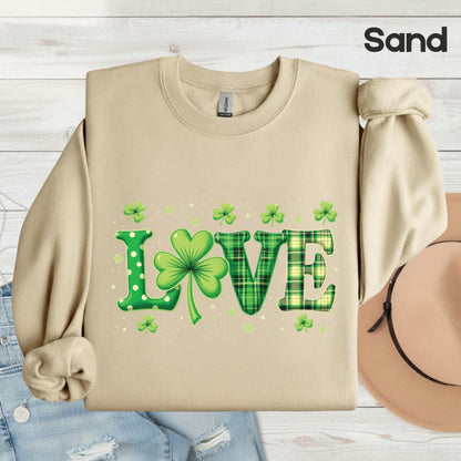 Love St Patrick’s Day Shirts Shamrock Sweatshirt Saint Patrick Party Tees Irish Green Sweater For Men Women Kids