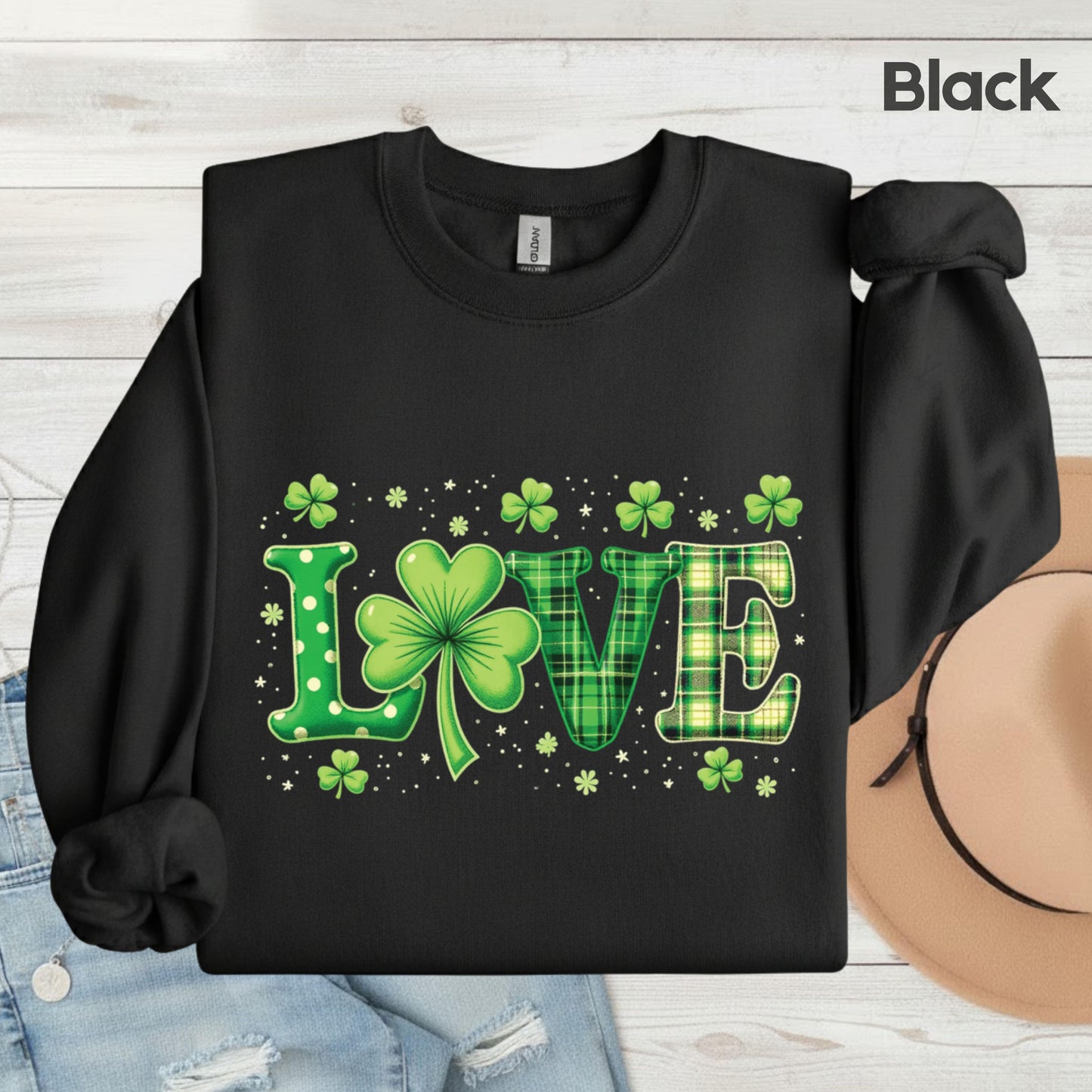 Love St Patrick’s Day Shirts Shamrock Sweatshirt Saint Patrick Party Tees Irish Green Sweater For Men Women Kids