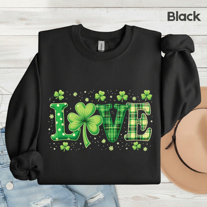 Love St Patrick’s Day Shirts Shamrock Sweatshirt Saint Patrick Party Tees Irish Green Sweater For Men Women Kids
