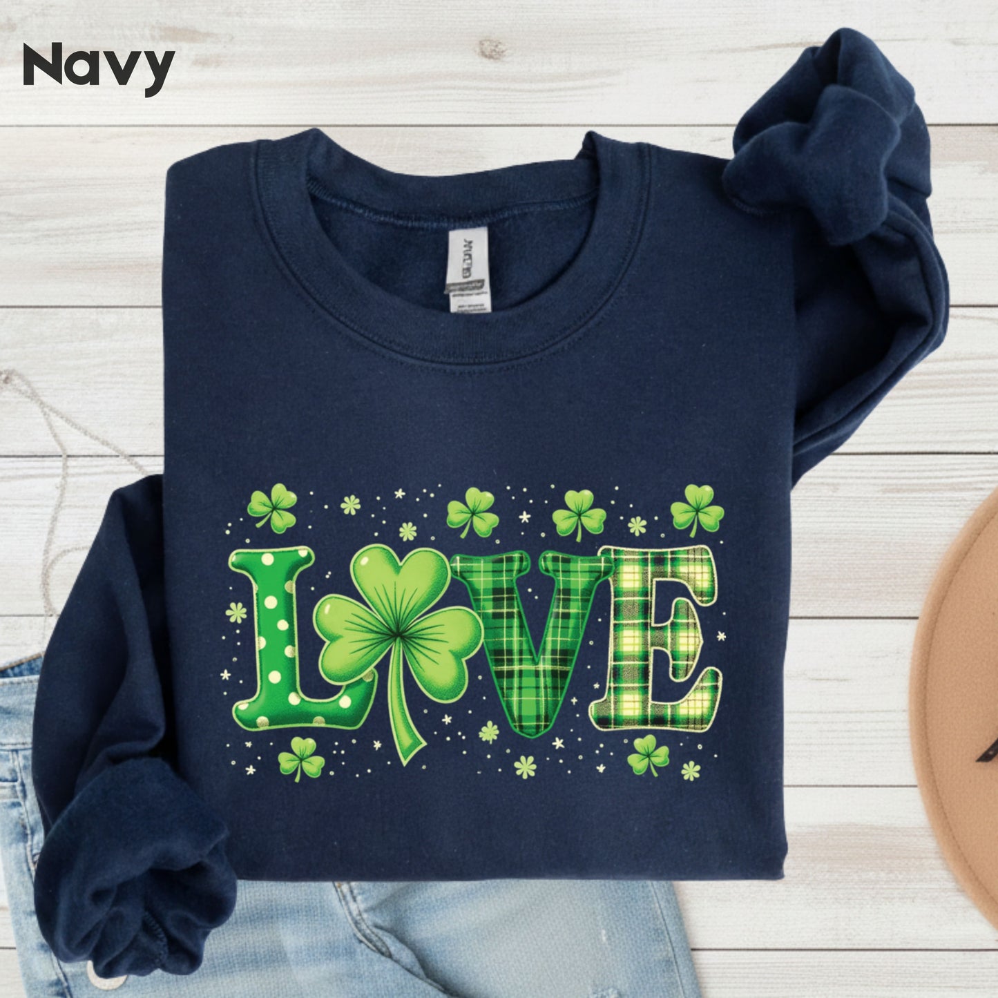 Love St Patrick’s Day Shirts Shamrock Sweatshirt Saint Patrick Party Tees Irish Green Sweater For Men Women Kids