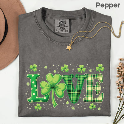 Love St Patrick’s Day DTF Transfer ready to Press Green Shamrock Heat Transfer for Shirts Irish UV Sticker Prints Iron on Transfer