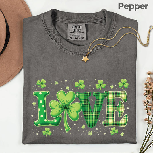 Love St Patrick’s Day DTF Transfer ready to Press Green Shamrock Heat Transfer for Shirts Irish UV Sticker Prints Iron on Transfer