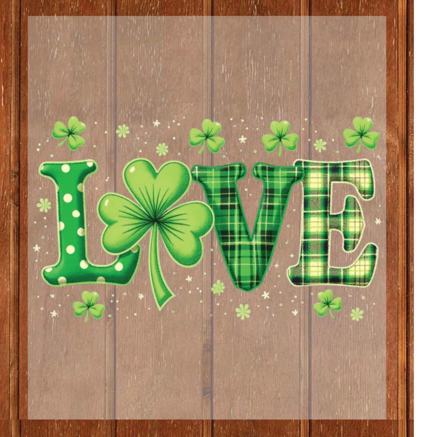 Love St Patrick’s Day DTF Transfer ready to Press Green Shamrock Heat Transfer for Shirts Irish UV Sticker Prints Iron on Transfer
