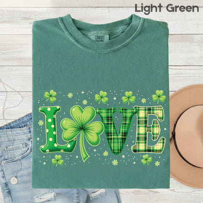 Love St Patrick’s Day Shirts Shamrock Sweatshirt Saint Patrick Party Tees Irish Green Sweater For Men Women Kids