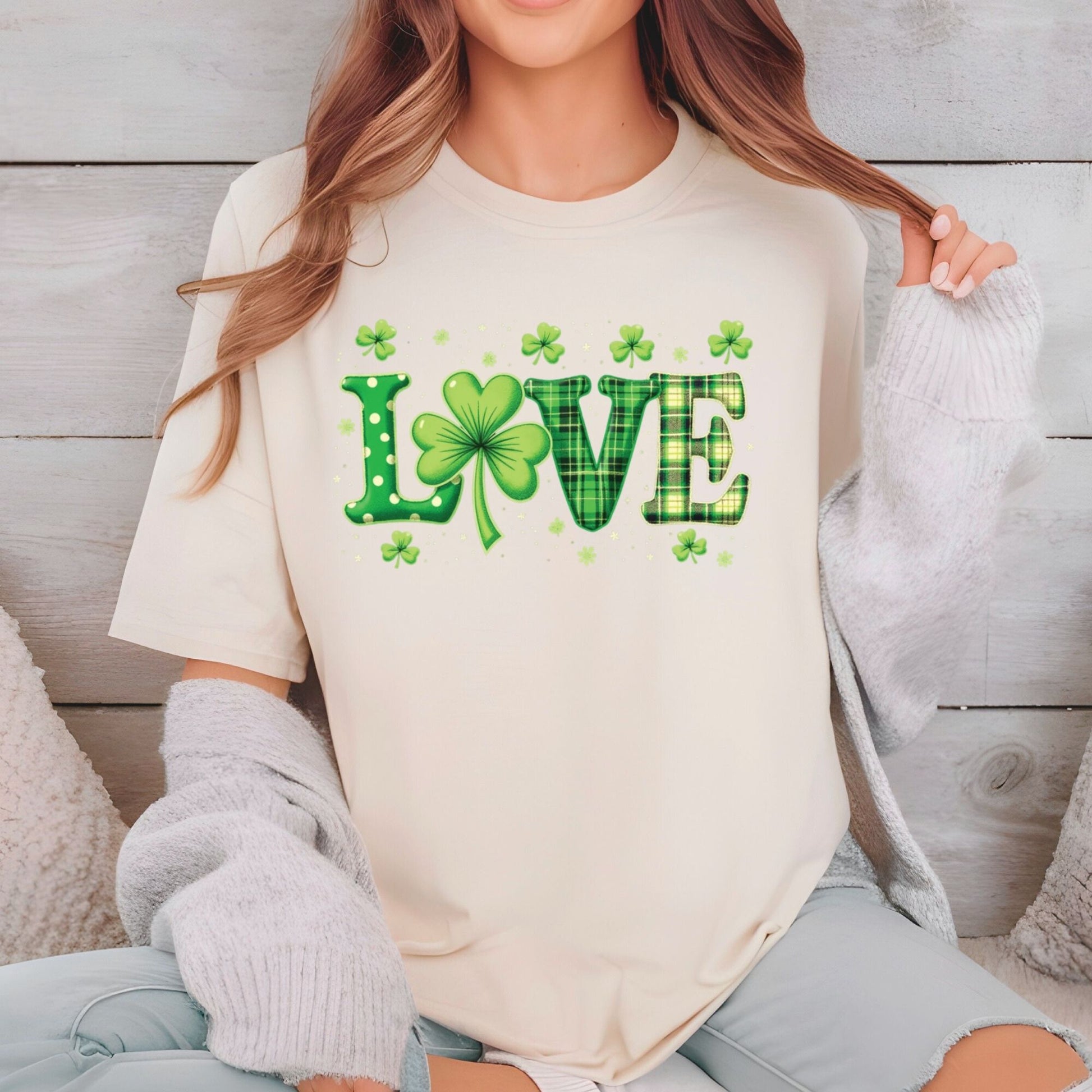 Love St Patrick’s Day DTF Transfer ready to Press Green Shamrock Heat Transfer for Shirts Irish UV Sticker Prints Iron on Transfer