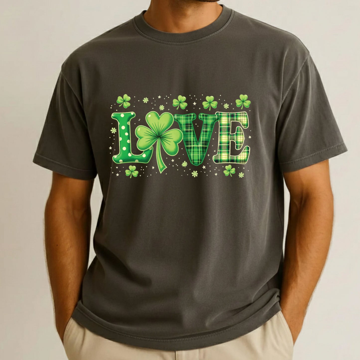 Love St Patrick’s Day DTF Transfer ready to Press Green Shamrock Heat Transfer for Shirts Irish UV Sticker Prints Iron on Transfer