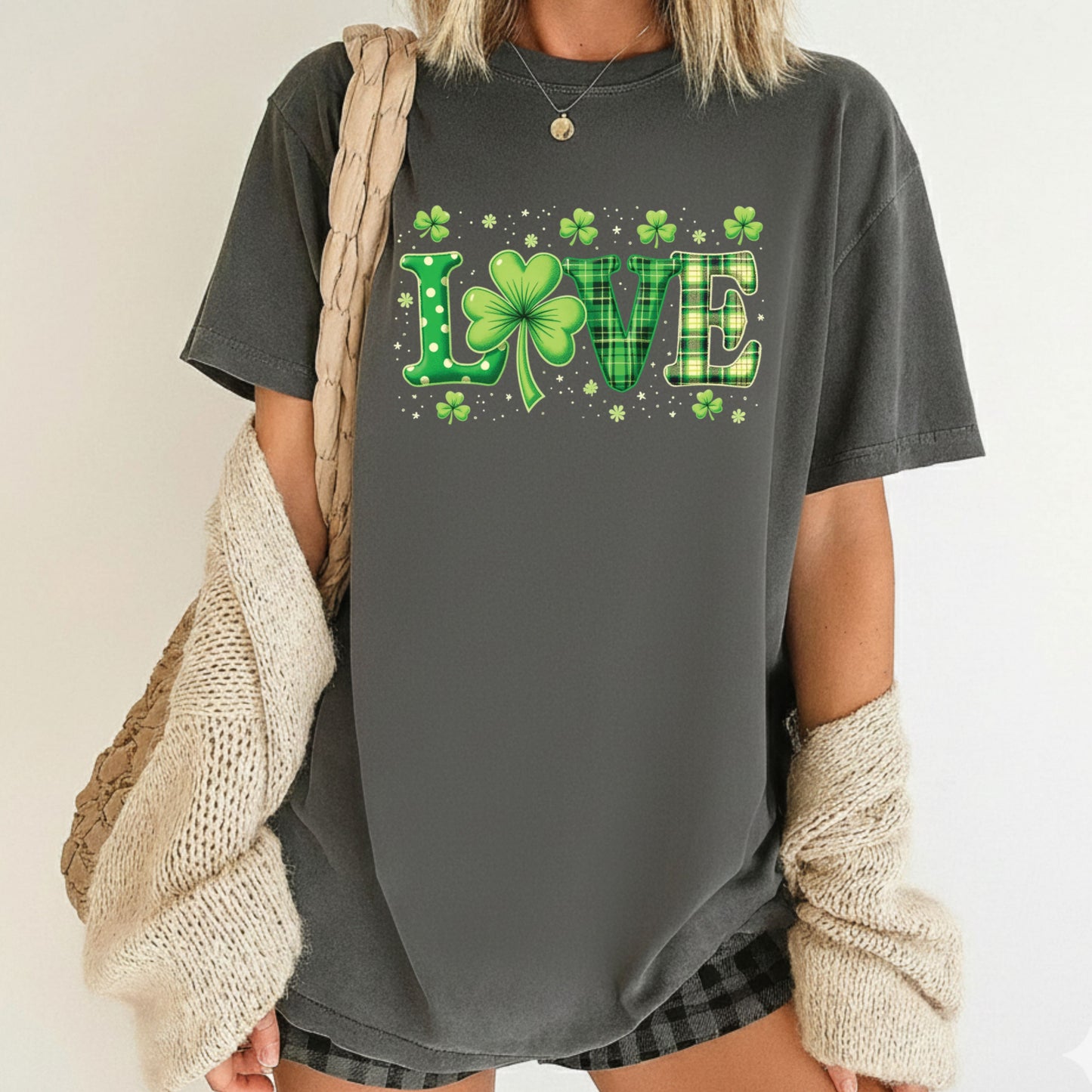 Love St Patrick’s Day DTF Transfer ready to Press Green Shamrock Heat Transfer for Shirts Irish UV Sticker Prints Iron on Transfer