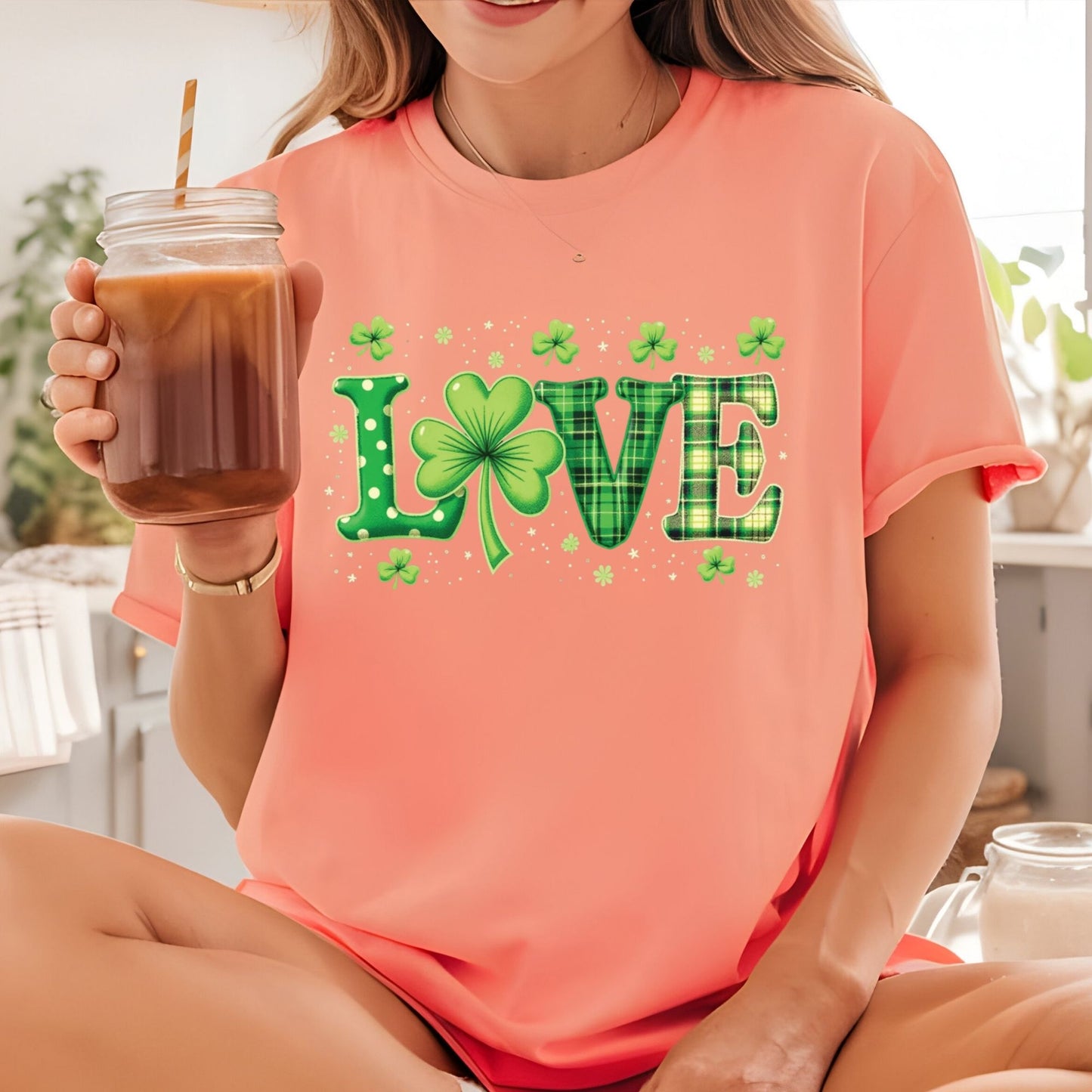 Love St Patrick’s Day DTF Transfer ready to Press Green Shamrock Heat Transfer for Shirts Irish UV Sticker Prints Iron on Transfer