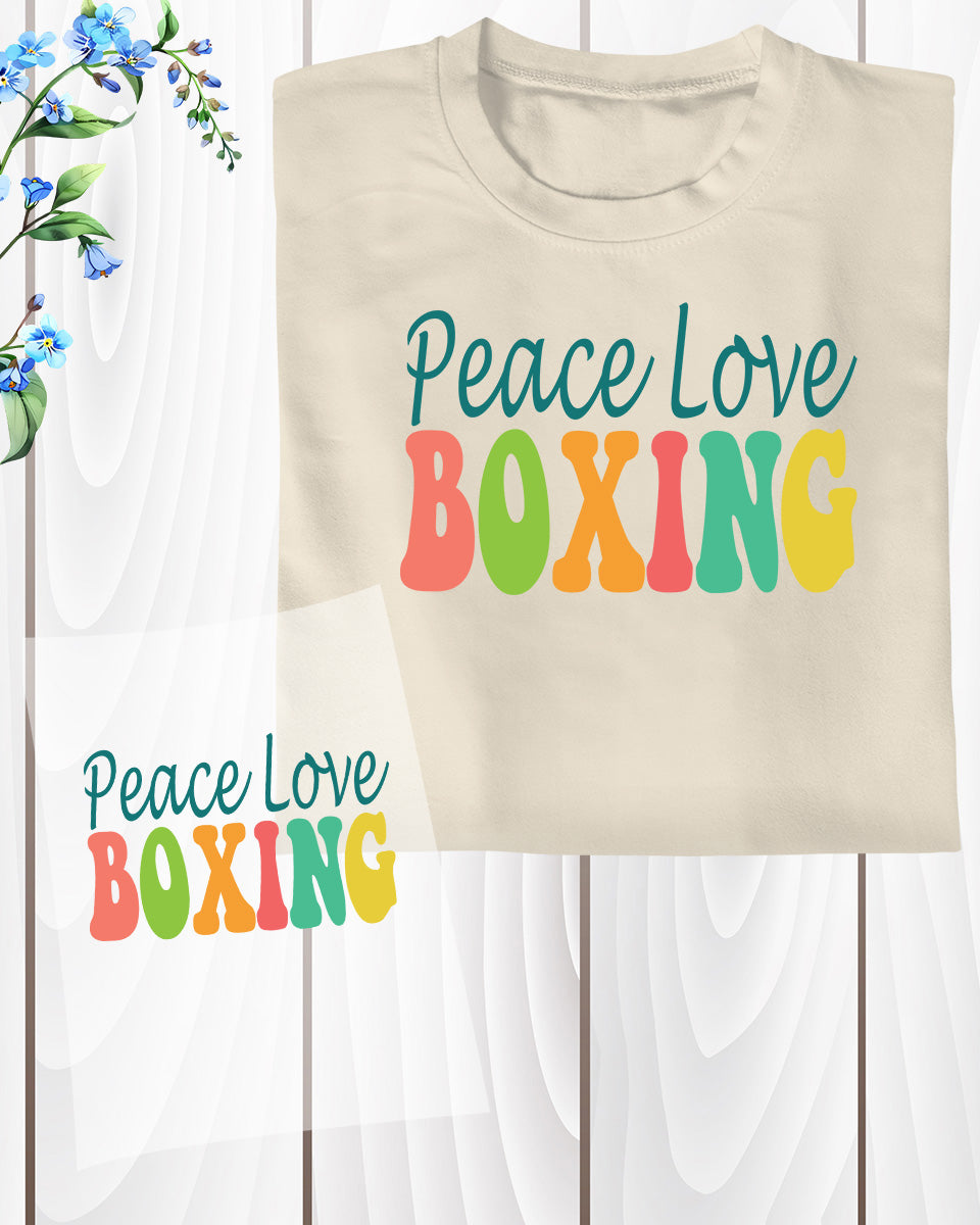 Peace Love Boxing Groovy Retro DTF Transfer Film