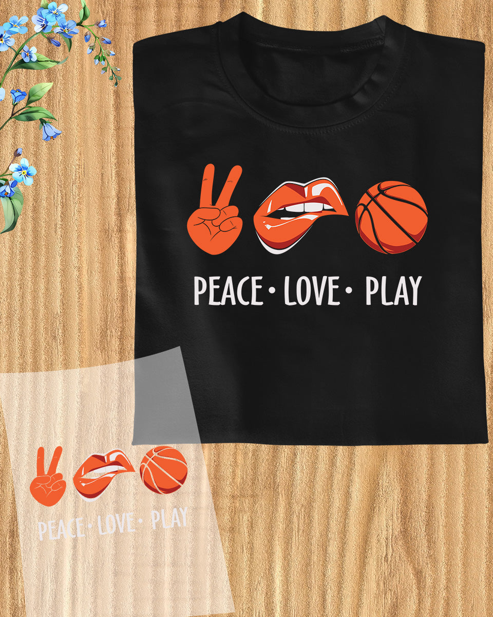 Peace Love Play Basketball DTF Transfer Film