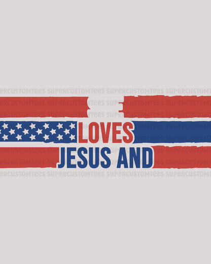 Loves Jesus and America Glass Tumbler UV DTF Decals