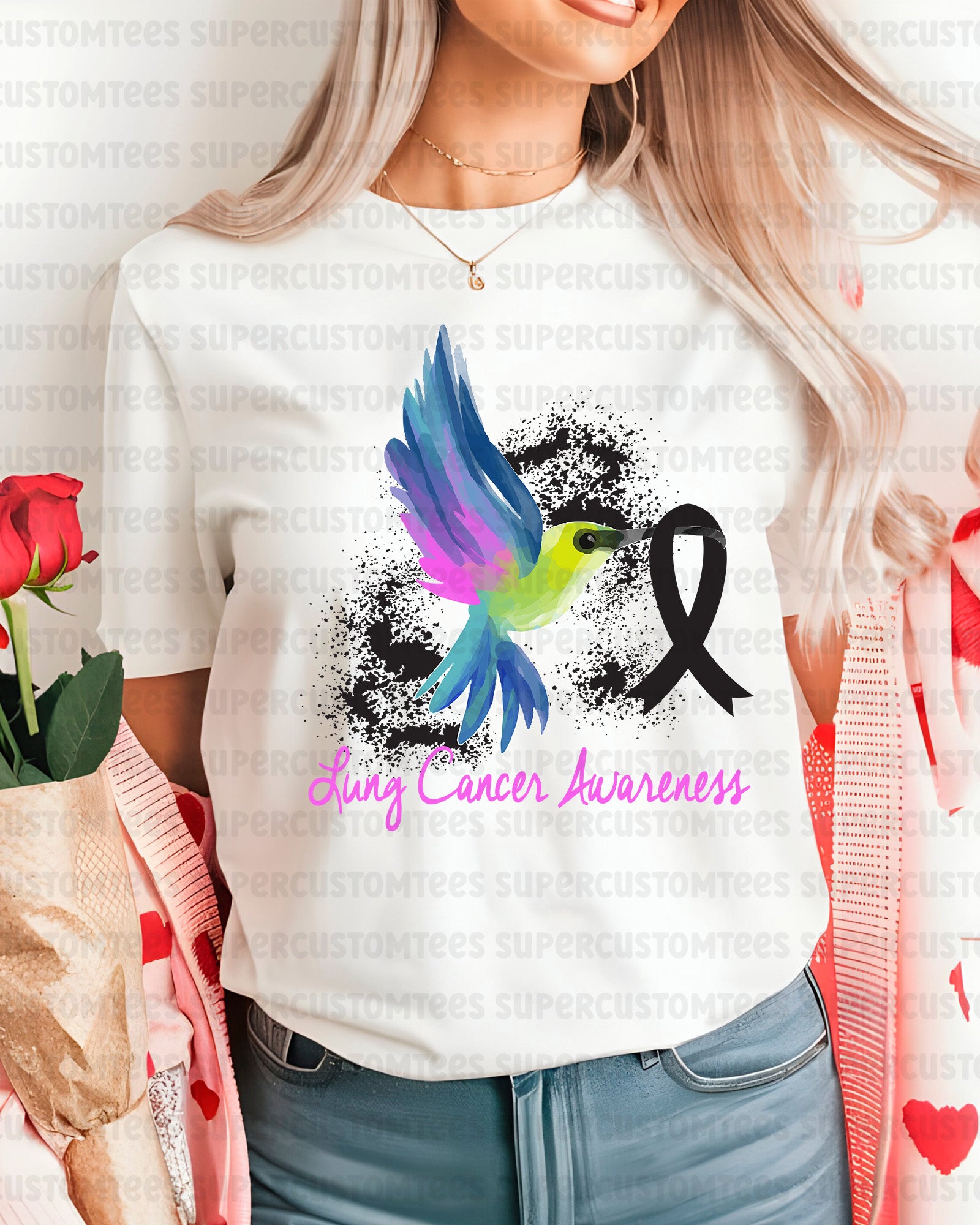 Lung Cancer Awareness DTF Transfer Ready to Press