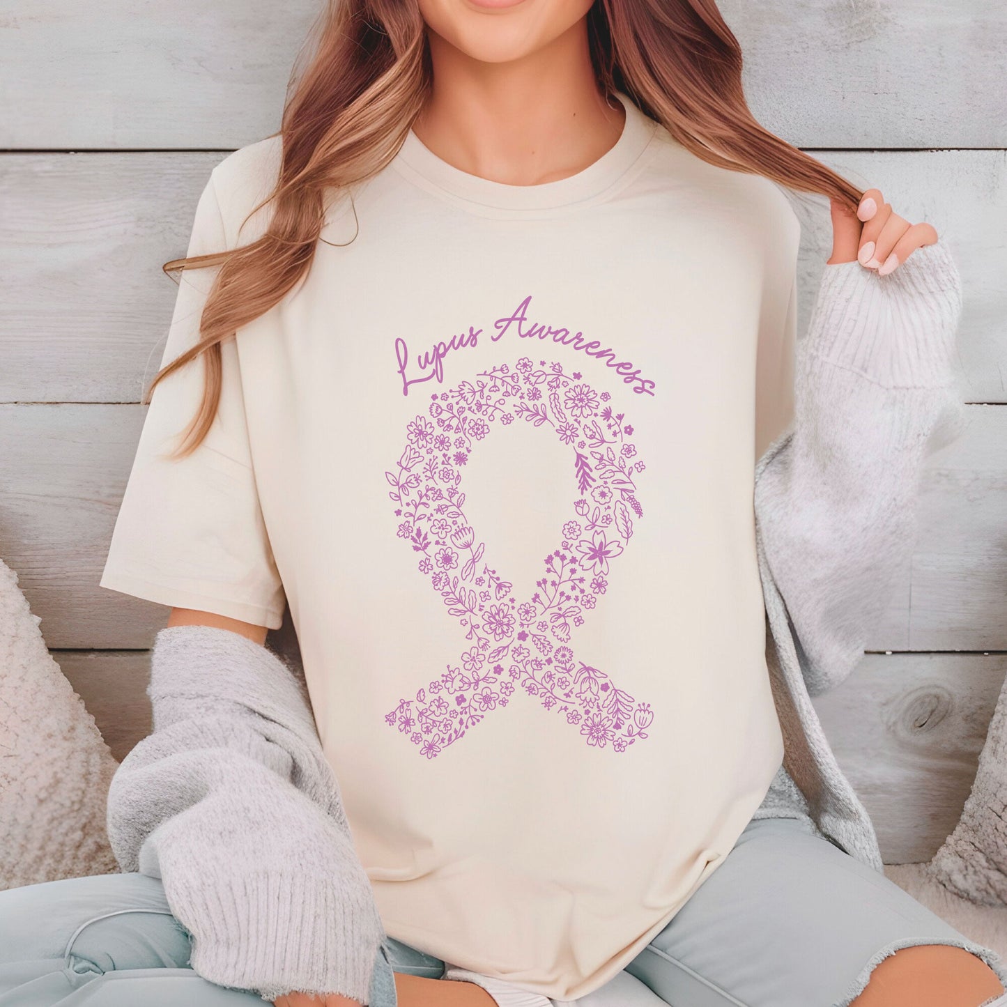 Lupus Awareness Floral Ribbon DTF Transfer Ready