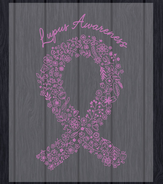 Lupus Awareness Floral Ribbon DTF Transfer Ready