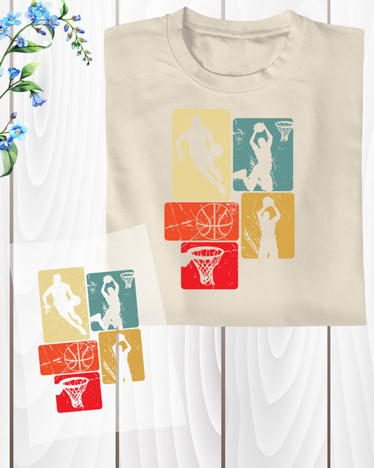 Retro Style Basketball Playing DTF Transfer Film