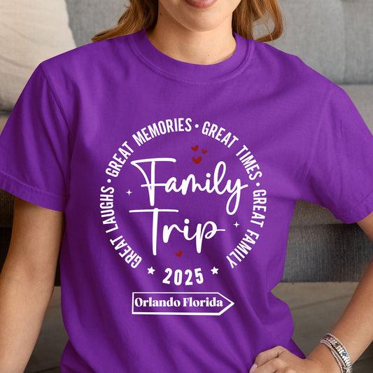 Family Trip 2025 Shirt Custom Name Tees