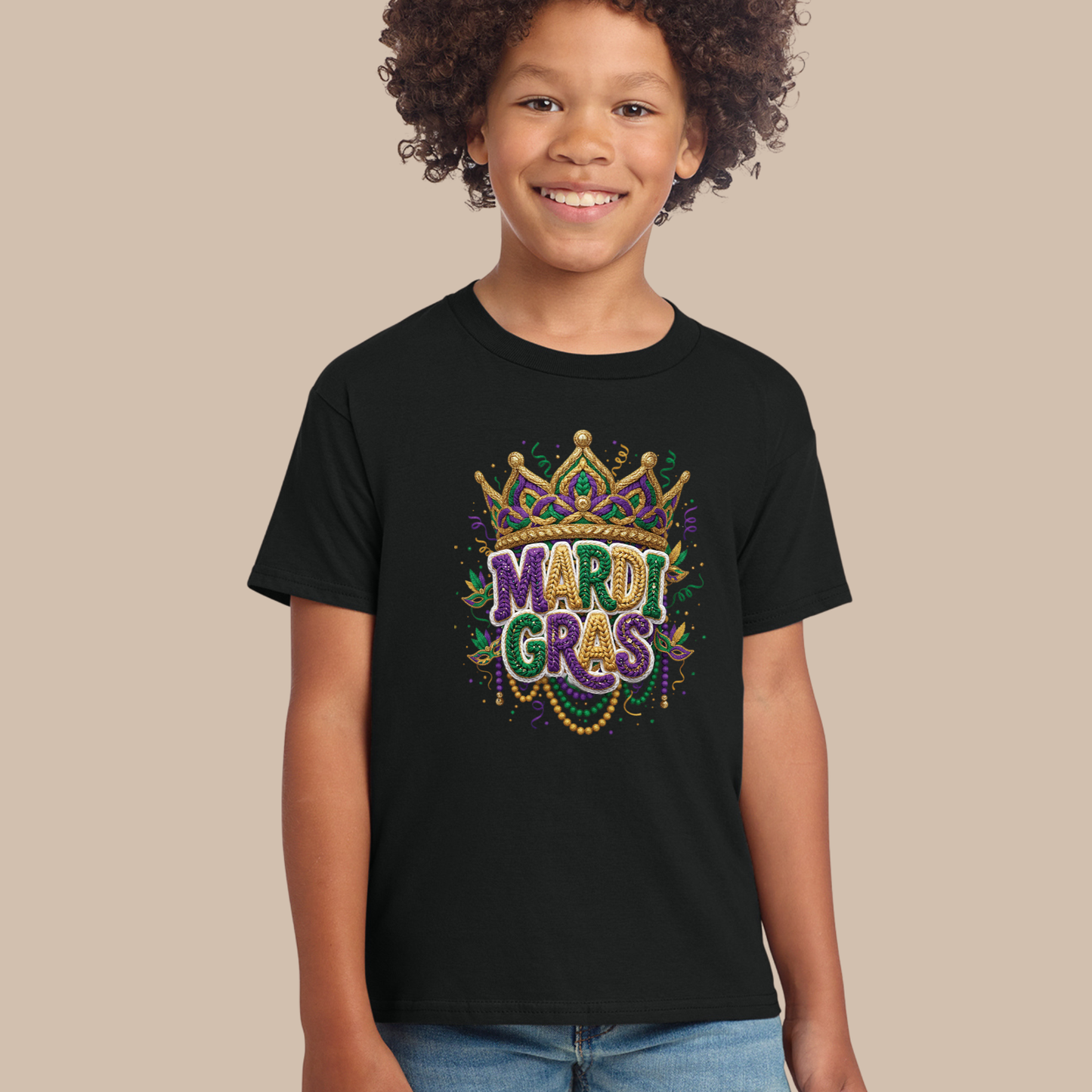 Mardi Gras Faux Crochet Printed Sweatshirt 2026 Carnival Yarn Effect Shirt Purple Green Gold Graphic Tee Mardi Gras Gifts for Women Men Kids