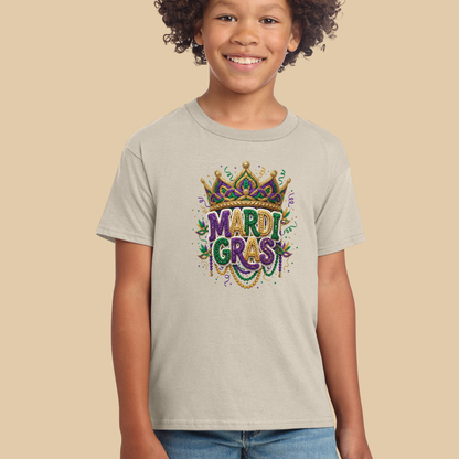 Mardi Gras Faux Crochet Printed Sweatshirt 2026 Carnival Yarn Effect Shirt Purple Green Gold Graphic Tee Mardi Gras Gifts for Women Men Kids