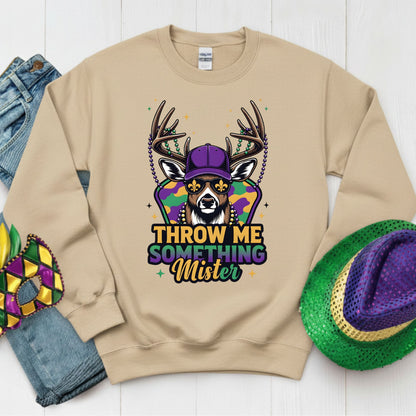 Mardi Gras Shirt Buck Hunting Throw me something Mister Shirt for Family NOLA Festival Tees for Women Men and Kids Gifts