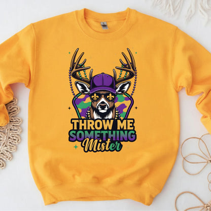Mardi Gras Shirt Buck Hunting Throw me something Mister Shirt for Family NOLA Festival Tees for Women Men and Kids Gifts